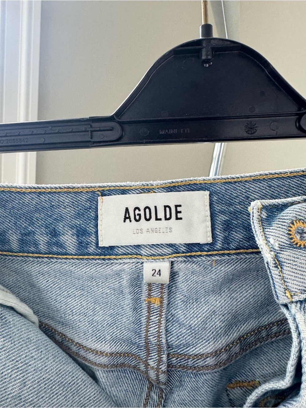 AGOLDE Light Blue Distressed Denim Shorts - Picture 3 of 3